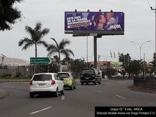 Arica | Rotonda Alcalde Arena (Azapa) con Diego Portales E-O | Unipole